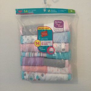 Hanes Girls Size 6 Assorted Tagless Briefs 14-Pack NEW NWT